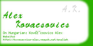 alex kovacsovics business card